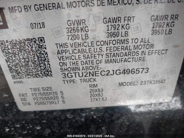 3GTU2NEC2JG496573 GMC Sierra 1500 Slt