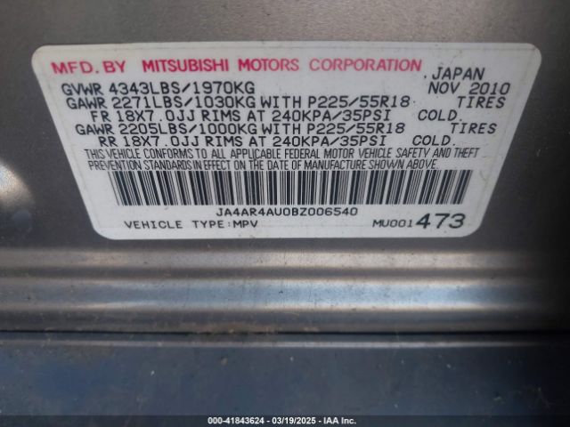 2011 MITSUBISHI OUTLANDER SPORT JA4AR4AU0BZ006540 Photo 8