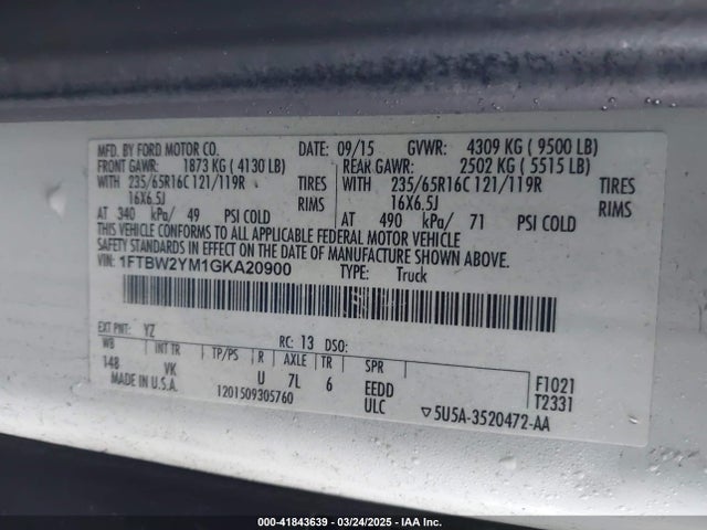 1FTBW2YM1GKA20900 Ford Transit-350