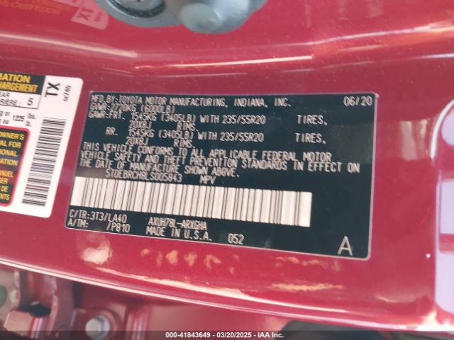 5TDEBRCH8LS005843 Toyota Highlander Hybrid Platinum