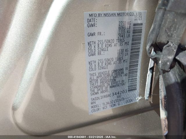 5N1DL1FR6RC344203 Infiniti QX60 LUXE