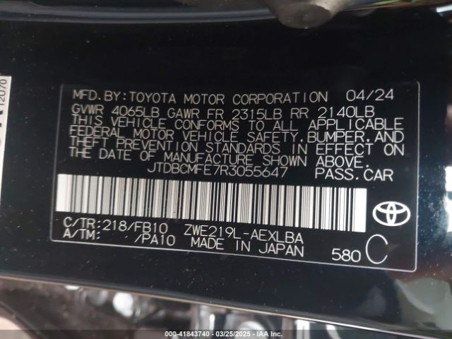 JTDBCMFE7R3055647 Toyota Corolla Hybrid Le