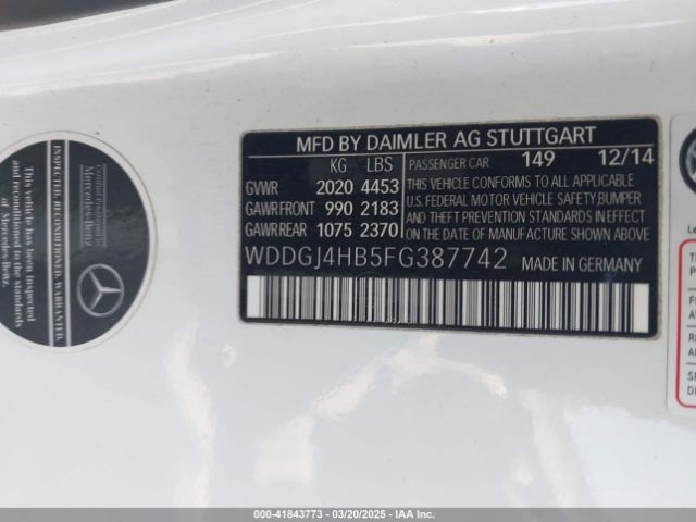 WDDGJ4HB5FG387742 Mercedes-Benz C 250