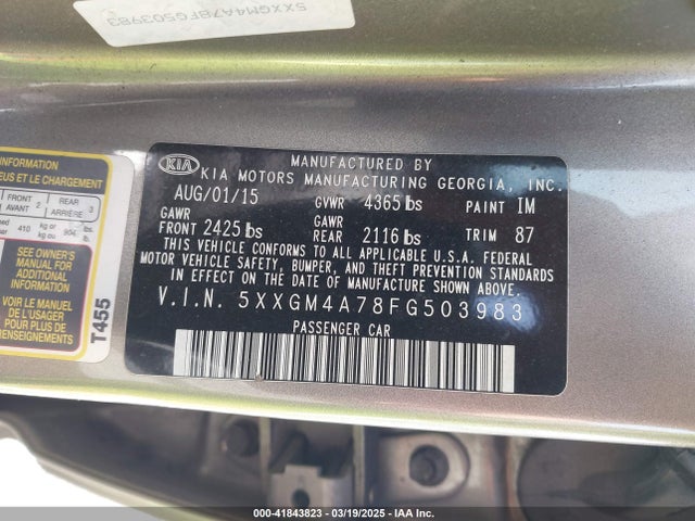 5XXGM4A78FG503983 KIA Optima Lx