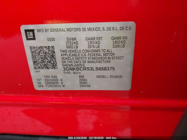 3GNKBCRS3LS658375 Chevrolet Blazer Fwd 2lt