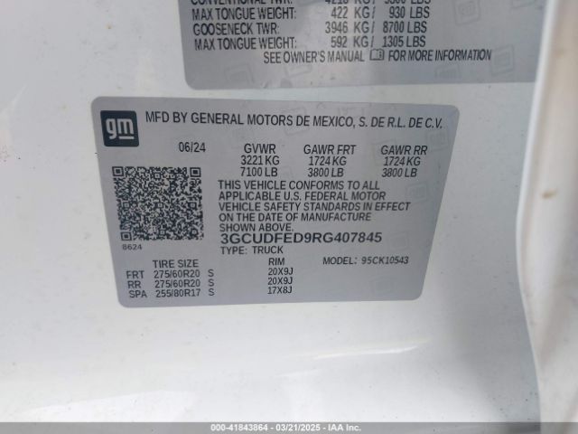 3GCUDFED9RG407845 Chevrolet l84