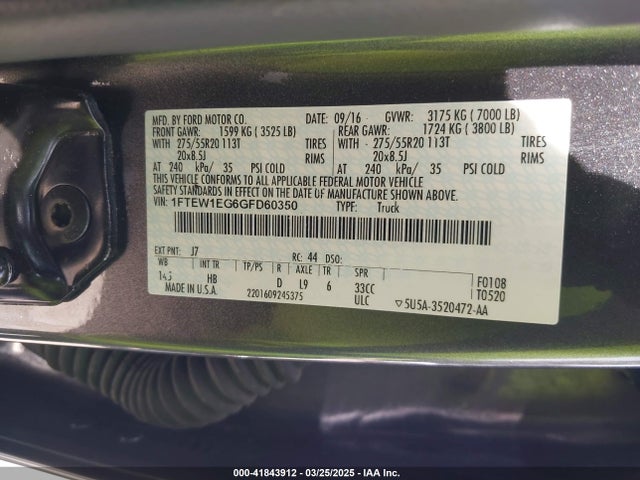 1FTEW1EG6GFD60350 Ford F-150 Lariat