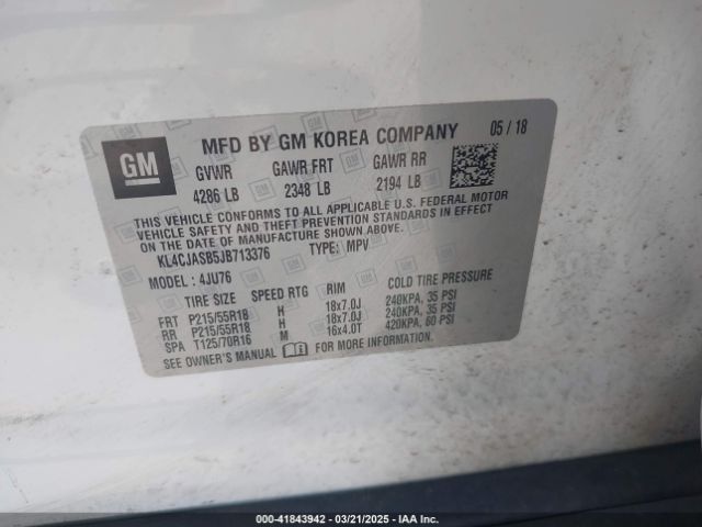 KL4CJASB5JB713376 Buick Encore Preferred