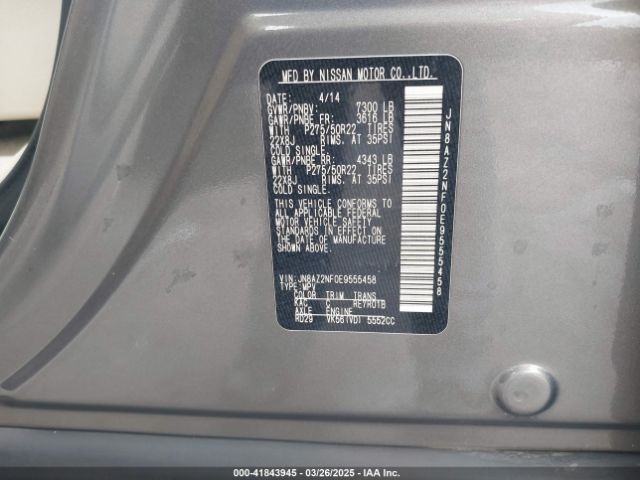JN8AZ2NF0E9555458 Infiniti QX80