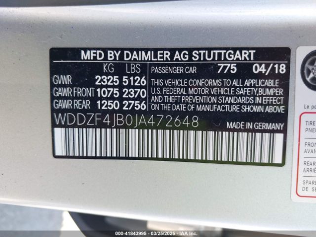 WDDZF4JB0JA472648 Mercedes-Benz E 300