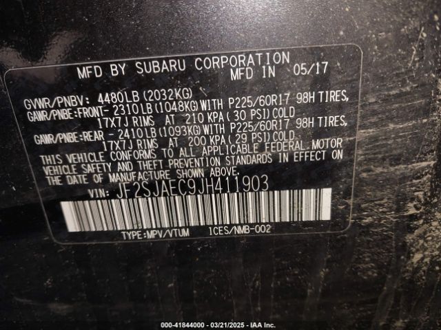 JF2SJAEC9JH411903 Subaru Forester 2.5i Premium