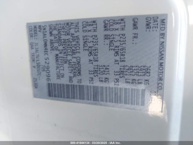 5N1AL0MN4EC529096 Infiniti QX60