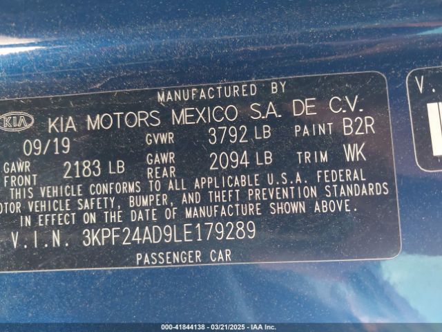 3KPF24AD9LE179289 KIA Forte Lxs