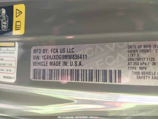 1C4HJXDG9MW836411 Jeep Wrangler Unlimited Sport S 4x4