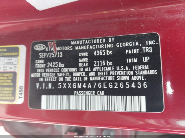 5XXGM4A76EG265436 KIA Optima Lx