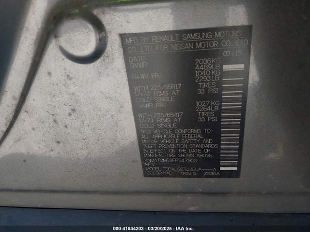 Nissan ROGUE SV 2015 KNMAT2MT8FP547903 Image 9