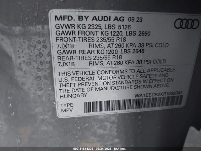 WA1EECF3XR1039741 Audi 45 tfsi
