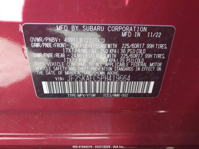 2023 SUBARU FORESTER JF2SKAEC5PH419664 Photo 8