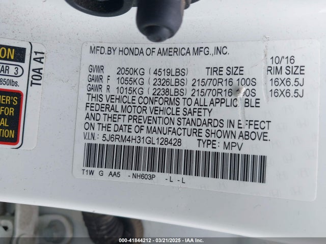 5J6RM4H31GL128428 Honda CR-V LX