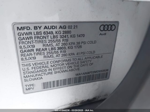 WA1AXAF72MD033536 Audi Q7 Premium 55 Tfsi Quattro Tiptronic