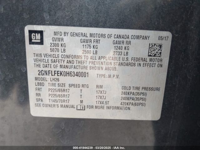 2GNFLFEK0H6340001 Chevrolet EQUINOX LT