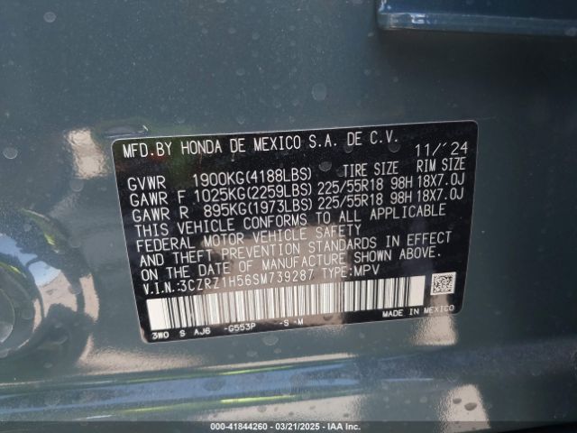 3CZRZ1H56SM739287 Honda Hr-v 2wd Sport