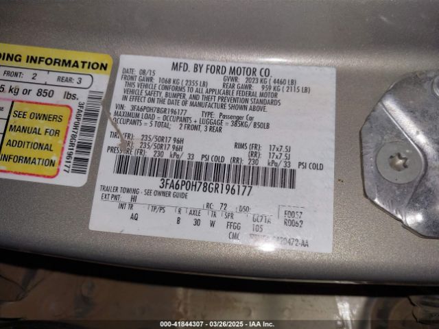 3FA6P0H78GR196177 Ford FUSION SE