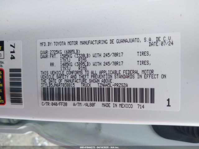 3TYLB5JN6RT038815 Toyota Tacoma Sr5 4wd