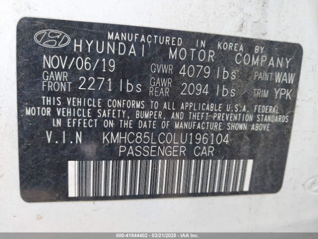 KMHC85LC0LU196104 Hyundai Ioniq Hybrid Sel