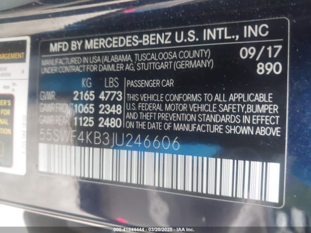 55SWF4KB3JU246606 Mercedes-Benz C 300 4matic