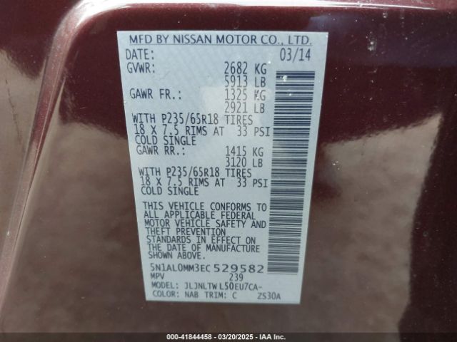 5N1AL0MM3EC529582 Infiniti QX60