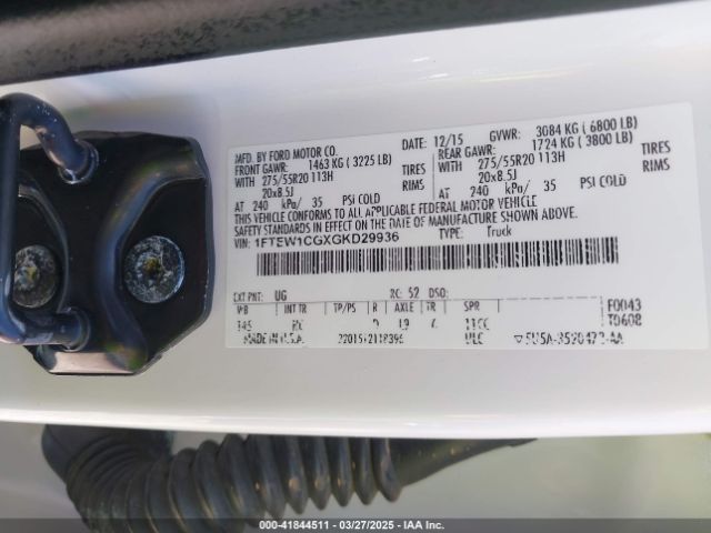 1FTEW1CGXGKD29936 Ford F-150 Lariat