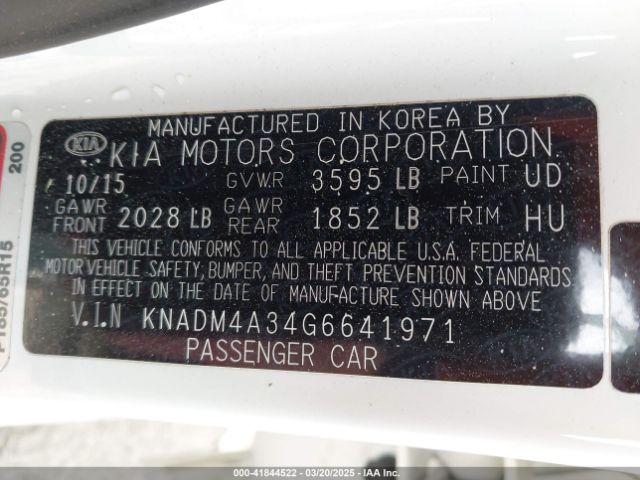 KNADM4A34G6641971 KIA RIO LX