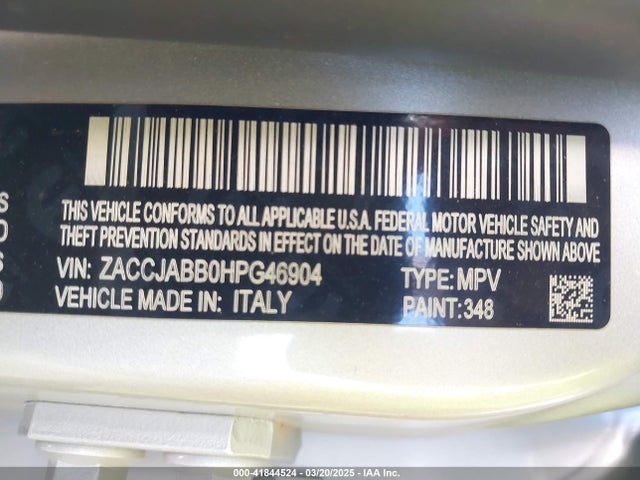 ZACCJABB0HPG46904 Jeep Renegade Altitude Fwd