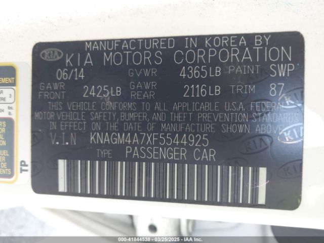KNAGM4A7XF5544925 KIA Optima Lx