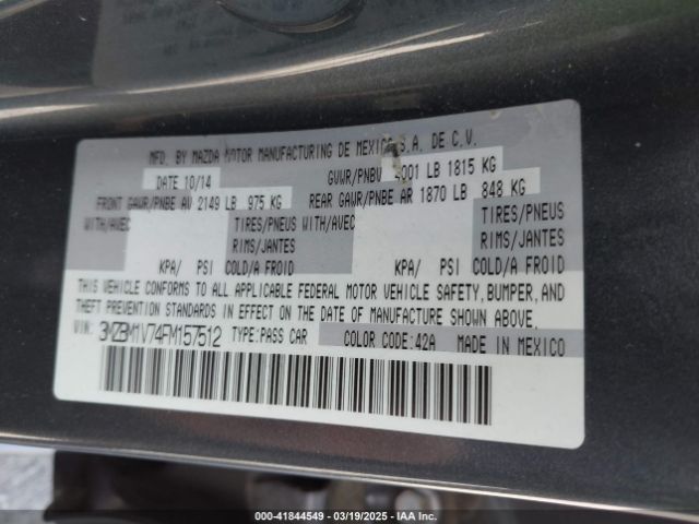 3MZBM1V74FM157512 Mazda Mazda3 I Touring