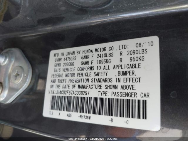 2010 ACURA TSX JH4CU2F67AC038297 Photo 8