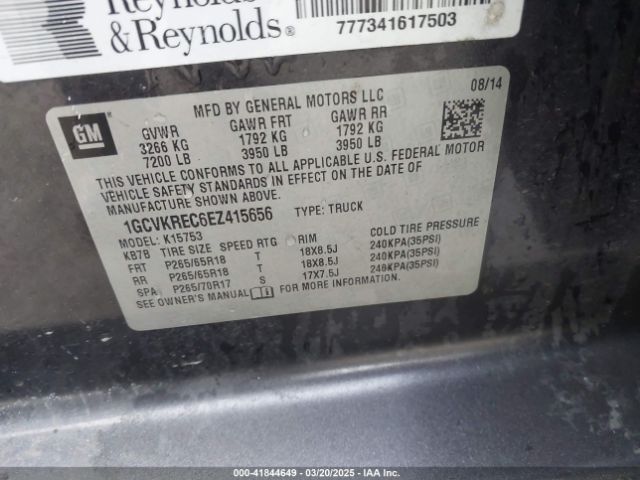 1GCVKREC6EZ415656 Chevrolet Silverado 1500 2lt