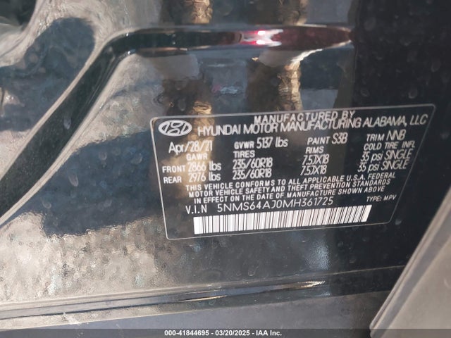 Hyundai Santa Fe Sel 2021 5NMS64AJ0MH361725 Image 9