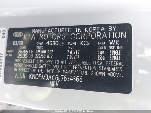 KNDPM3AC6L7634566 KIA Sportage Lx