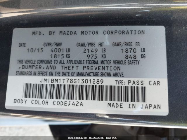JM1BM1T78G1301289 Mazda Mazda3 I Sport