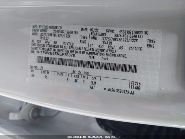 1FT7W2B65NEF76378 Ford F-250 Xl