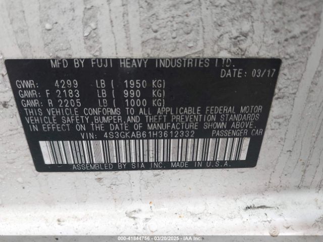 4S3GKAB61H3612332 Subaru Impreza 2.0i Premium