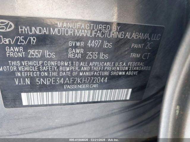 5NPE34AF2KH772044 Hyundai Sonata Sport
