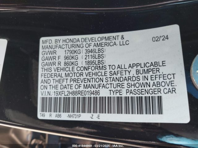 19XFL2H88RE019486 Honda Civic Sport