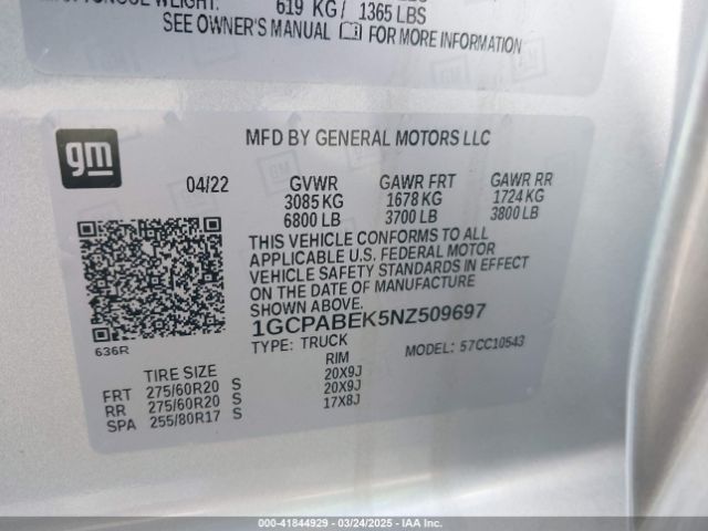 1GCPABEK5NZ509697 Chevrolet Silverado 1500 2wd  Short Bed Custom
