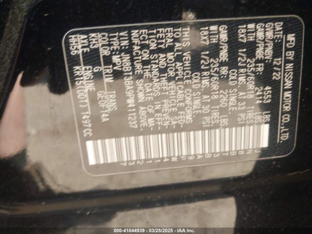 JN8BT3BA9PW411237 Nissan Rogue Sv Fwd