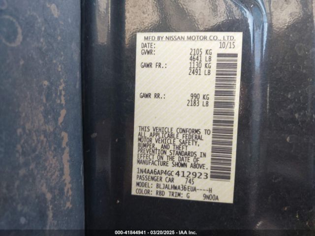 1N4AA6AP4GC412923 Nissan Maxima 3.5 Platinum