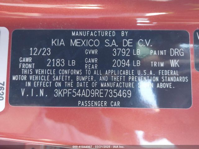 3KPF54AD9RE735469 KIA Forte Gt-line