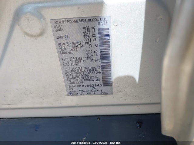 Nissan ROGUE SV 2014 5N1AT2MT4EC862845 Image 9